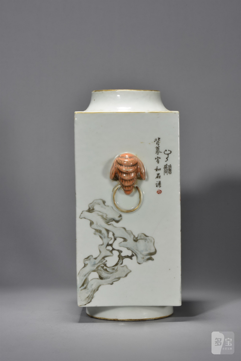 清光绪 程声和花鸟奇石琮式瓶 - 图10
